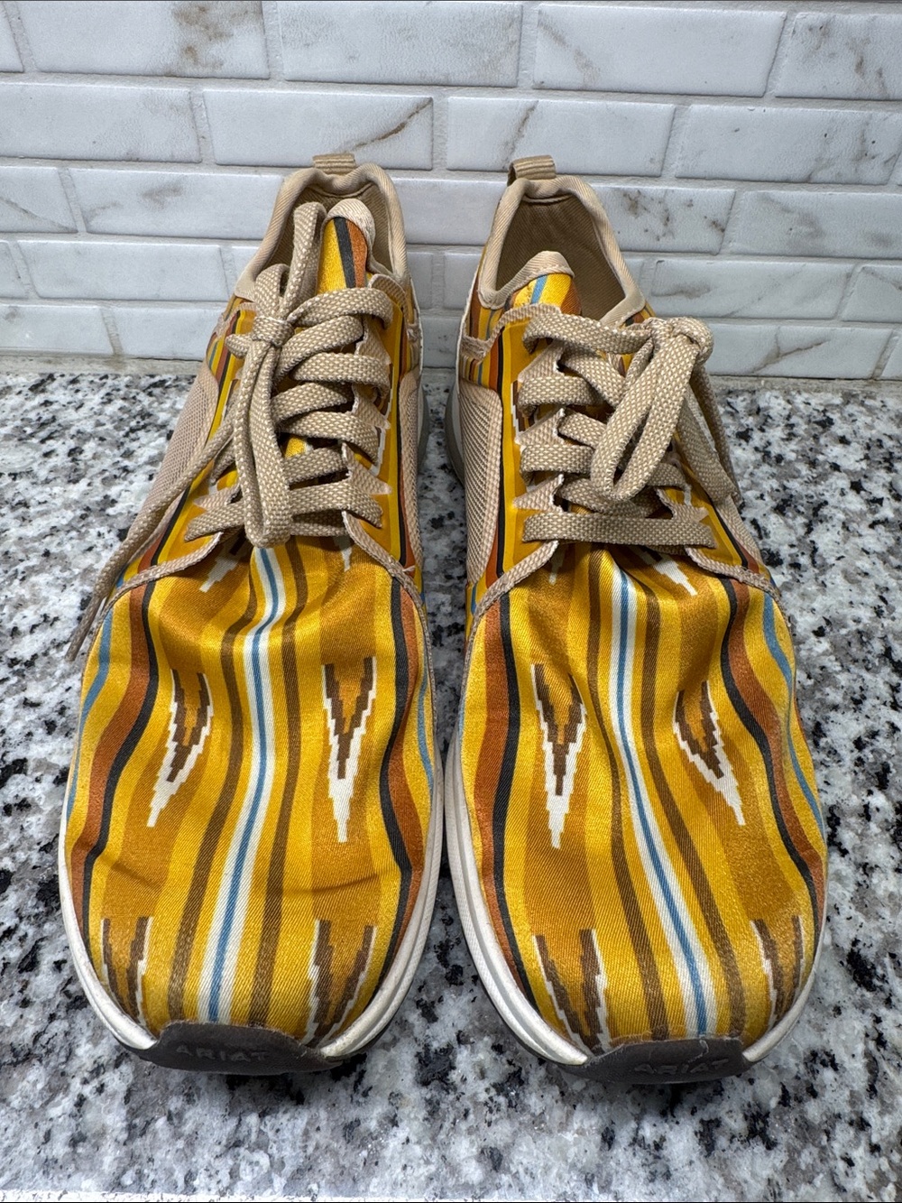 Women’s Mustard Yellow Patterned Athletic Sneakers
